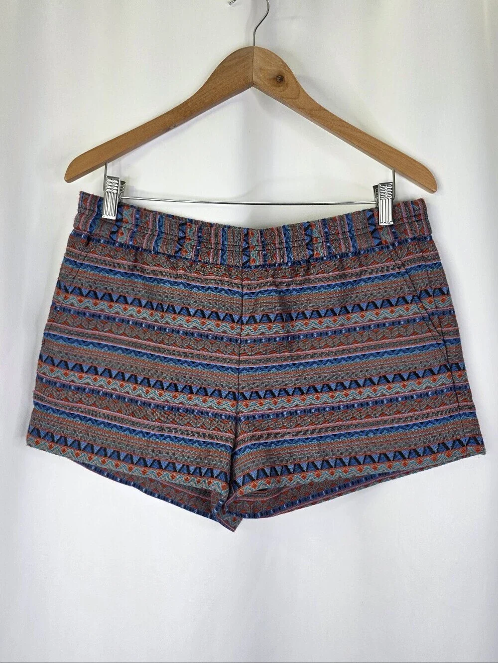 J.Crew Factory Shorts Women's Size 8 Aztec Jacquard Boardwalk Pull On Stretch
